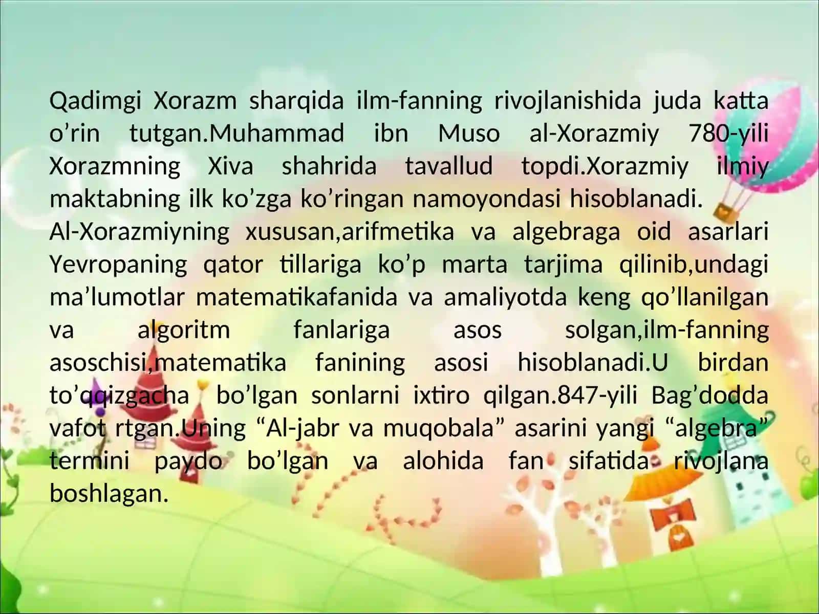 Matematika fanidan 1-sinflar uchun DARS ISHLANMASI 4