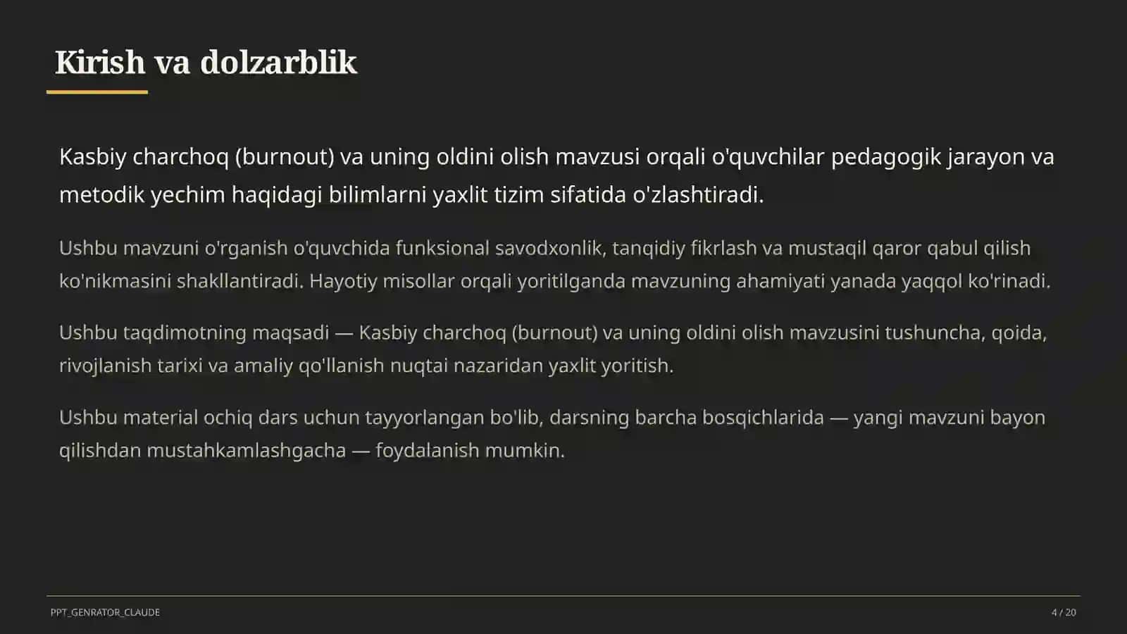 O'qituvchilar uchun: pedagogika va o'qitish metodikasi 4
