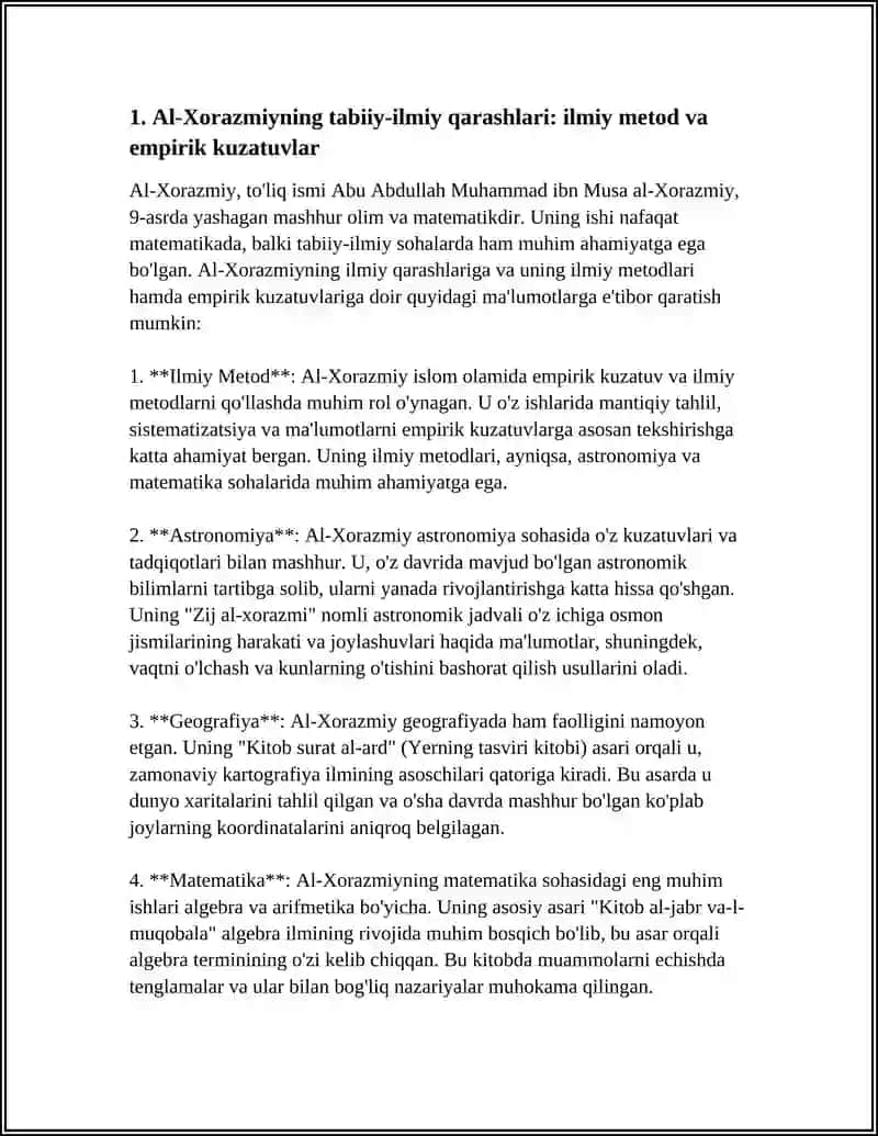 AL XORAZMIY TABIIY-ILMIY, AXLOQIY, SIYOSIY QARASHLARINING MOHIYATI VA HOZIRGI DAVRDAGI AHAMIYATI 4