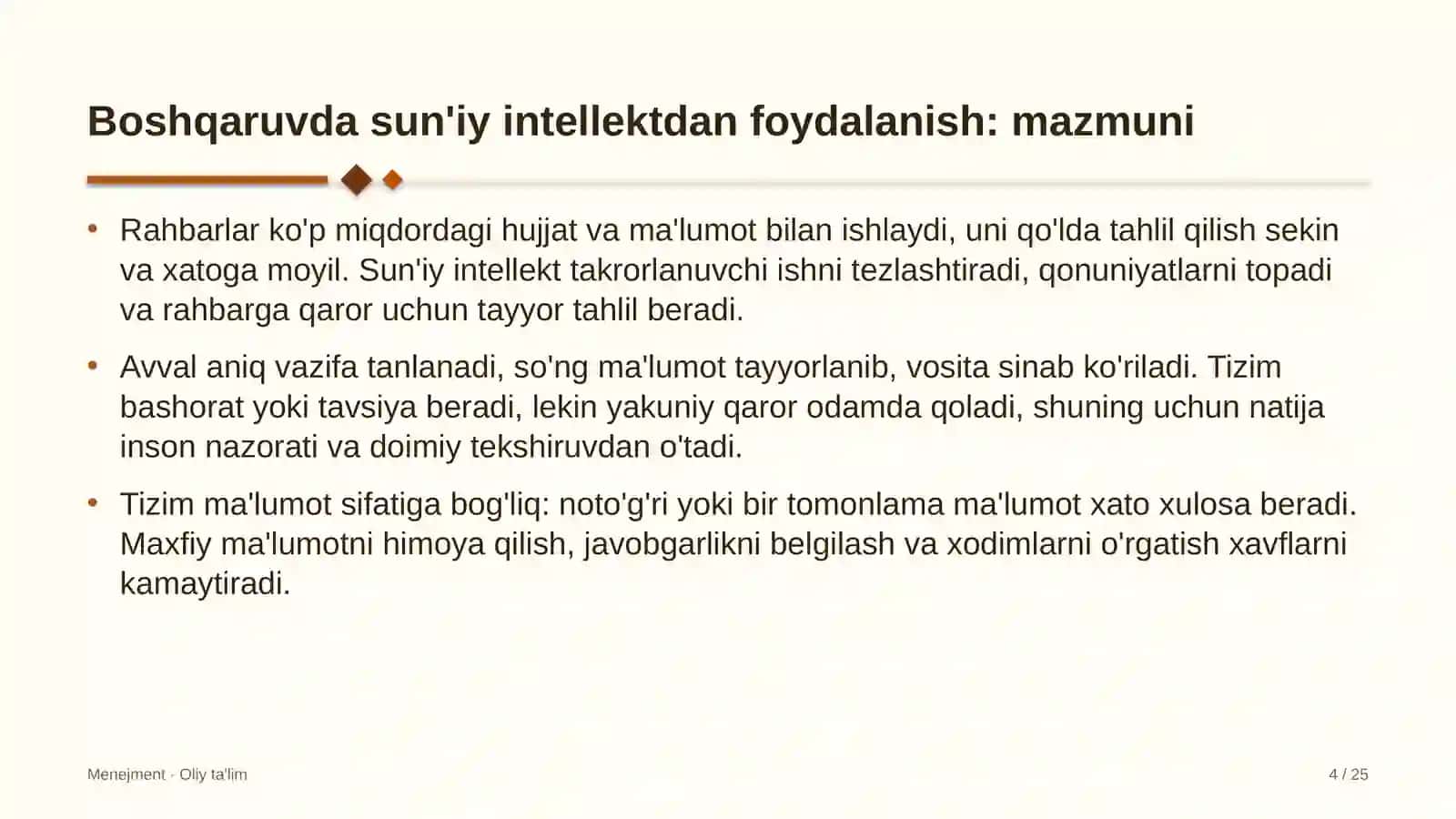 Menejment · Oliy Ta'lim 4