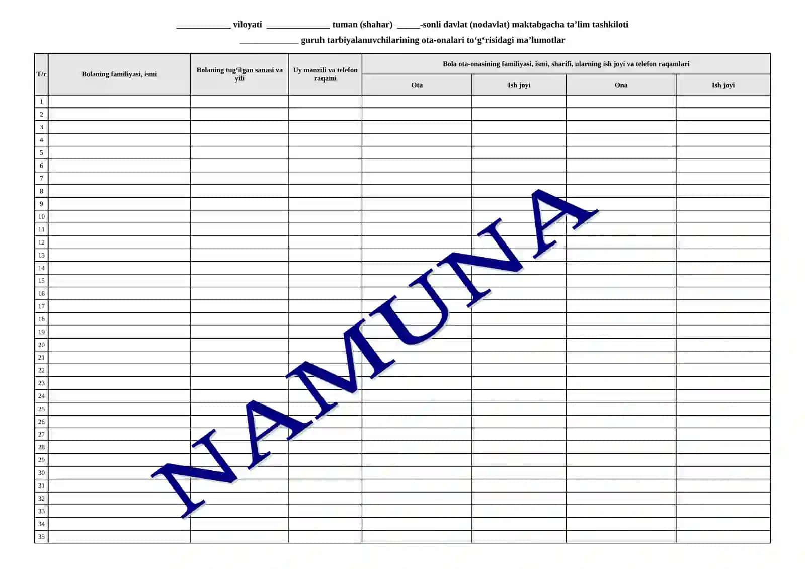 BOLALAR FILTRI VA ULARNING OTA-ONALARI TO‘G‘RISIDAGI MA’LUMOT DAFTARI 4