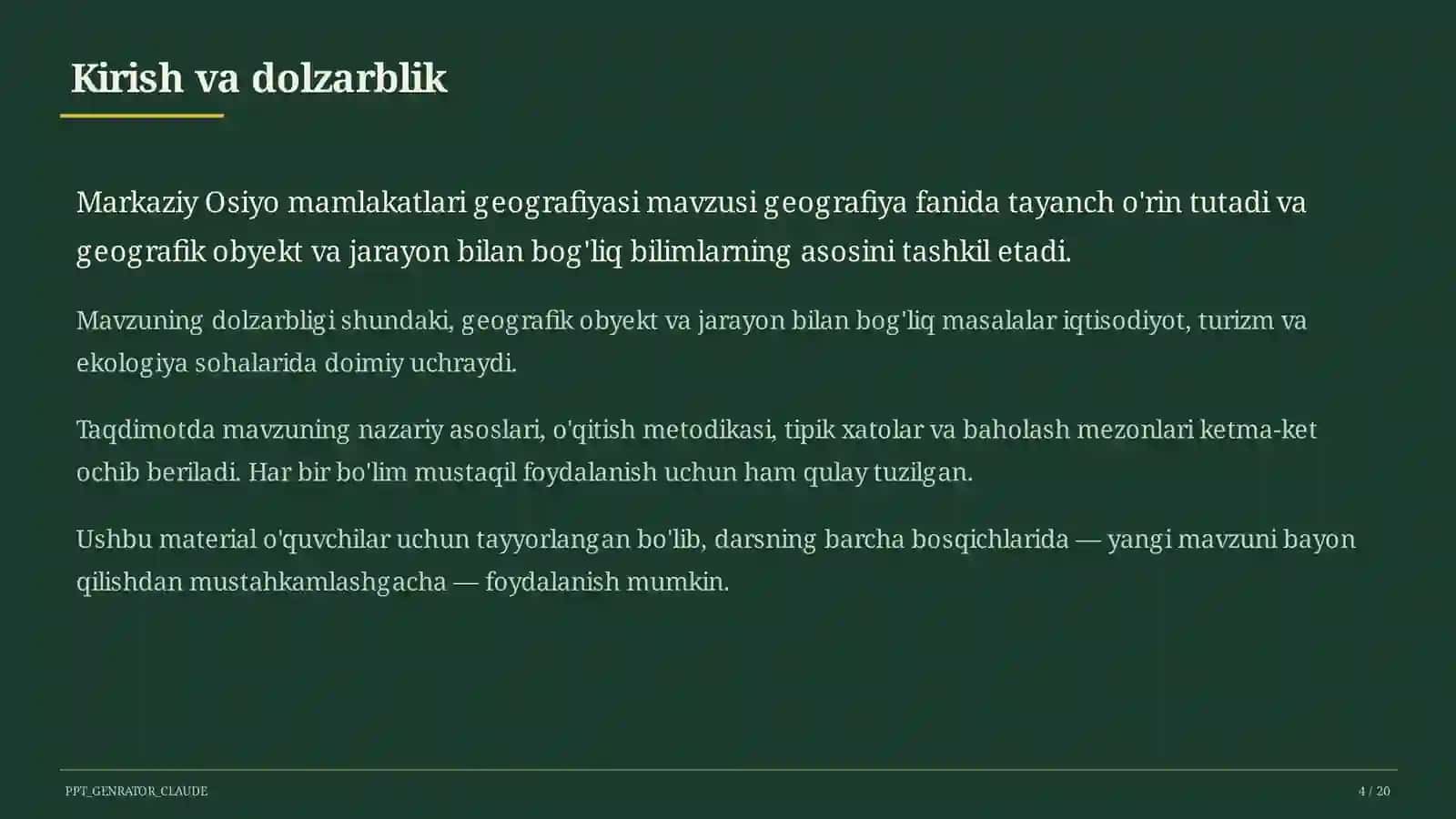 Markaziy Osiyo mamlakatlari geografiyasi (11-sinf) 4