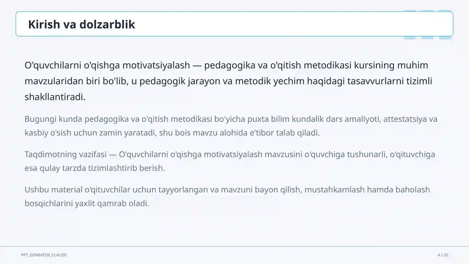 Dars rejasi 4