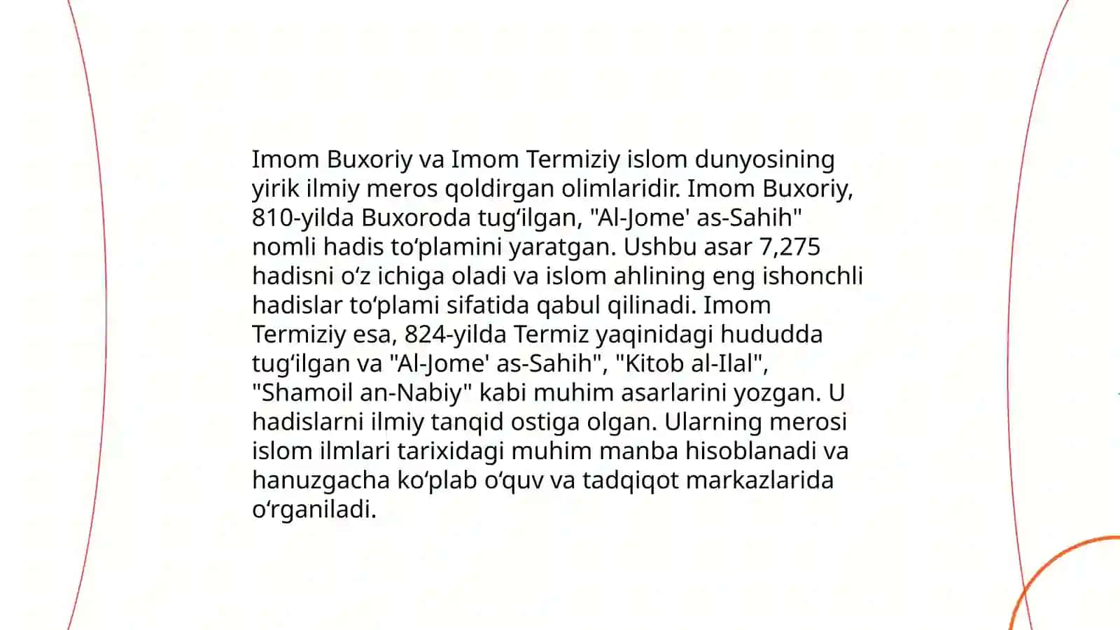 Imom Buxoriy va Imom Termiziyning hadis ilmiga qoʻshgan hissalarining qiyosiy tahlili 4