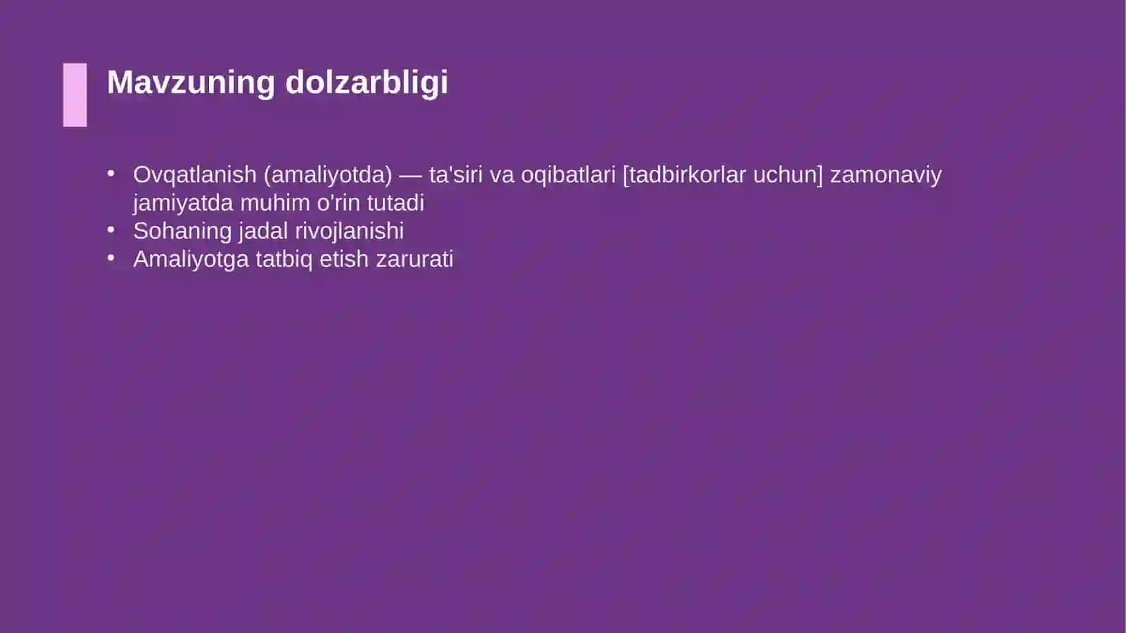Ovqatlanish (amaliyotda) — ta'siri va oqibatlari [tadbirkorlar uchun] 4