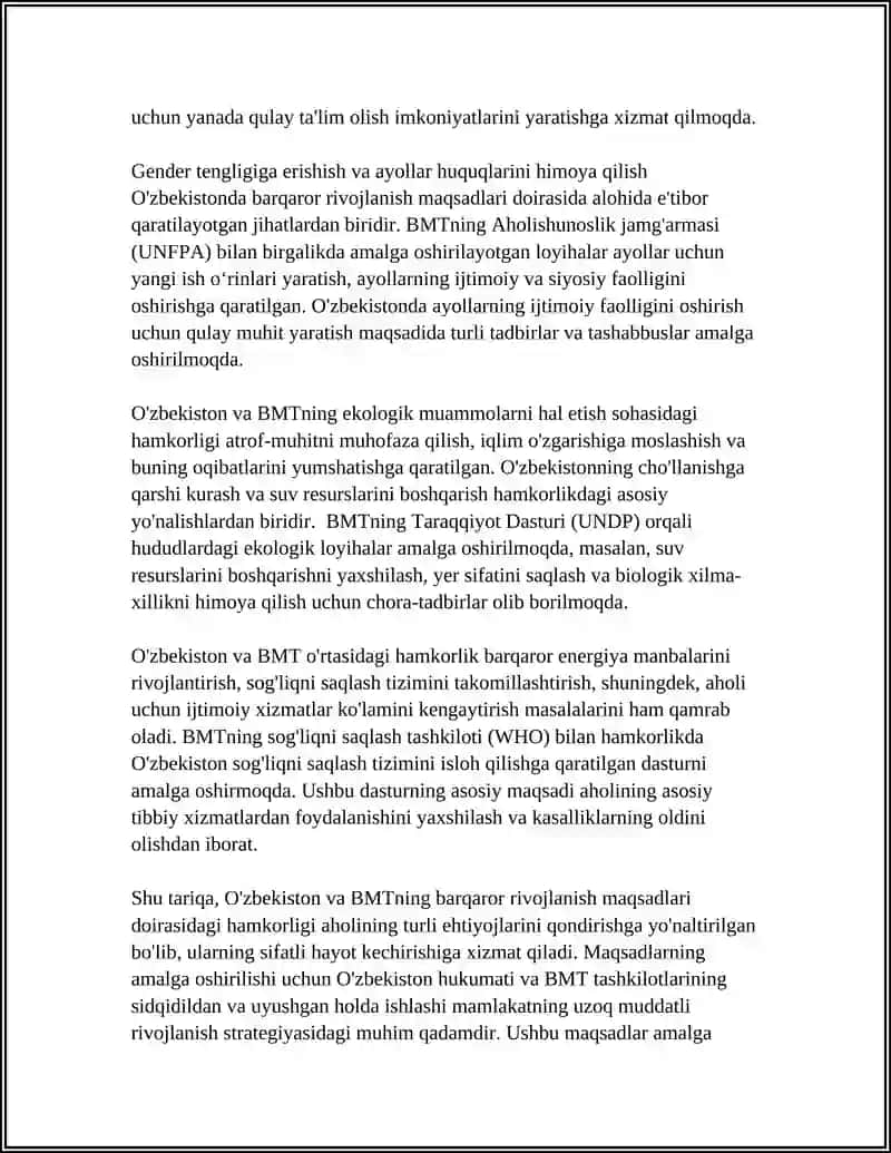 O'ZBEKISTONNING XALQARO TASHKILOTLAR BILAN HAMKORLIK ALOQALARI 4