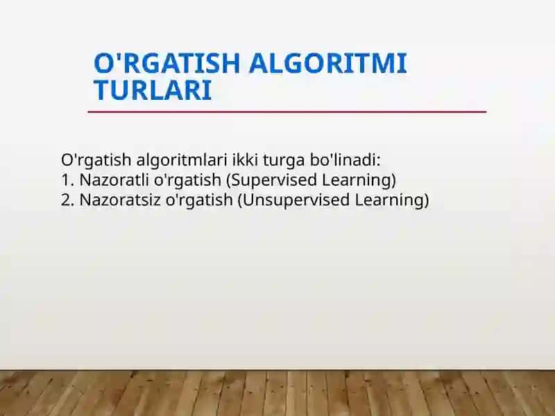 O'rgatish Algoritmlari 4