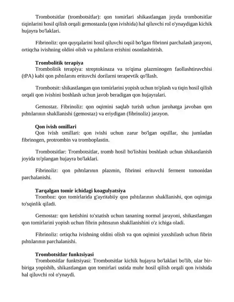 Trombotsitlar biologiyasi, gemostaz va fibrinoliz 4