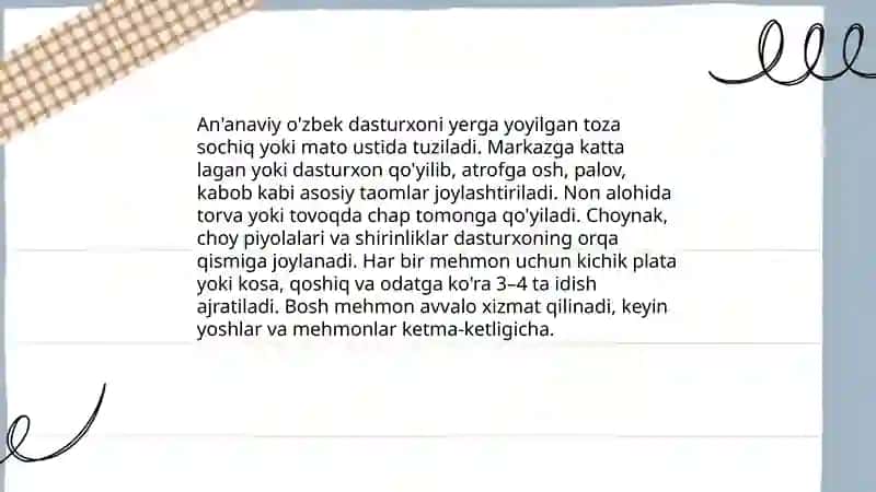 Dasturxon tuzatish 4