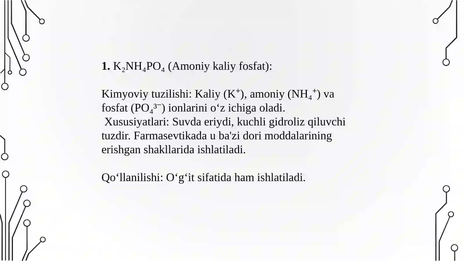 MurakkabK2NH4PO4, KAlSO4, NH4Fe(SO4)2 quruq tuzlarining tizimli tahlil chizmasi 4