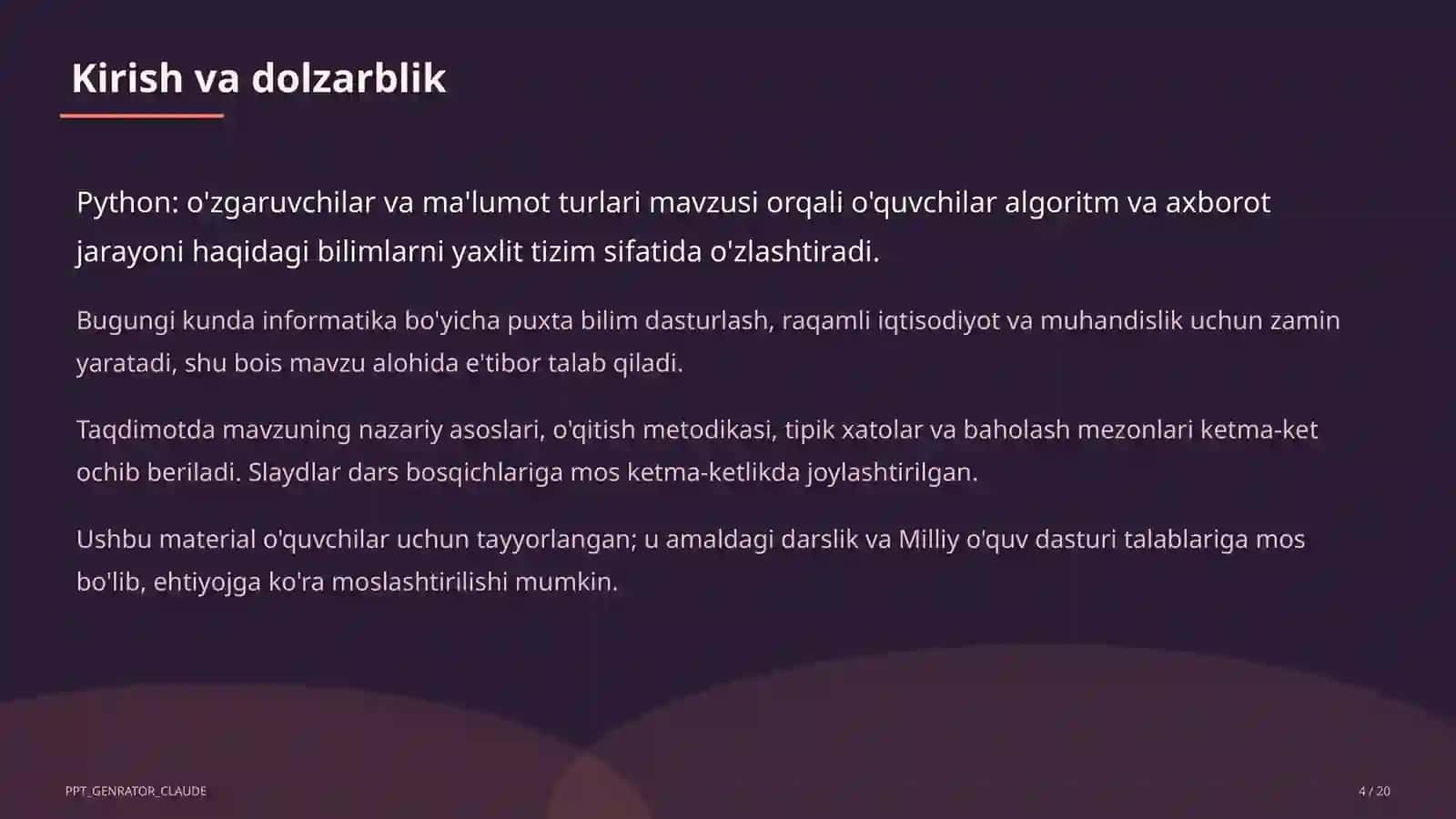 Python: o'zgaruvchilar va ma'lumot turlari (8-sinf) 4