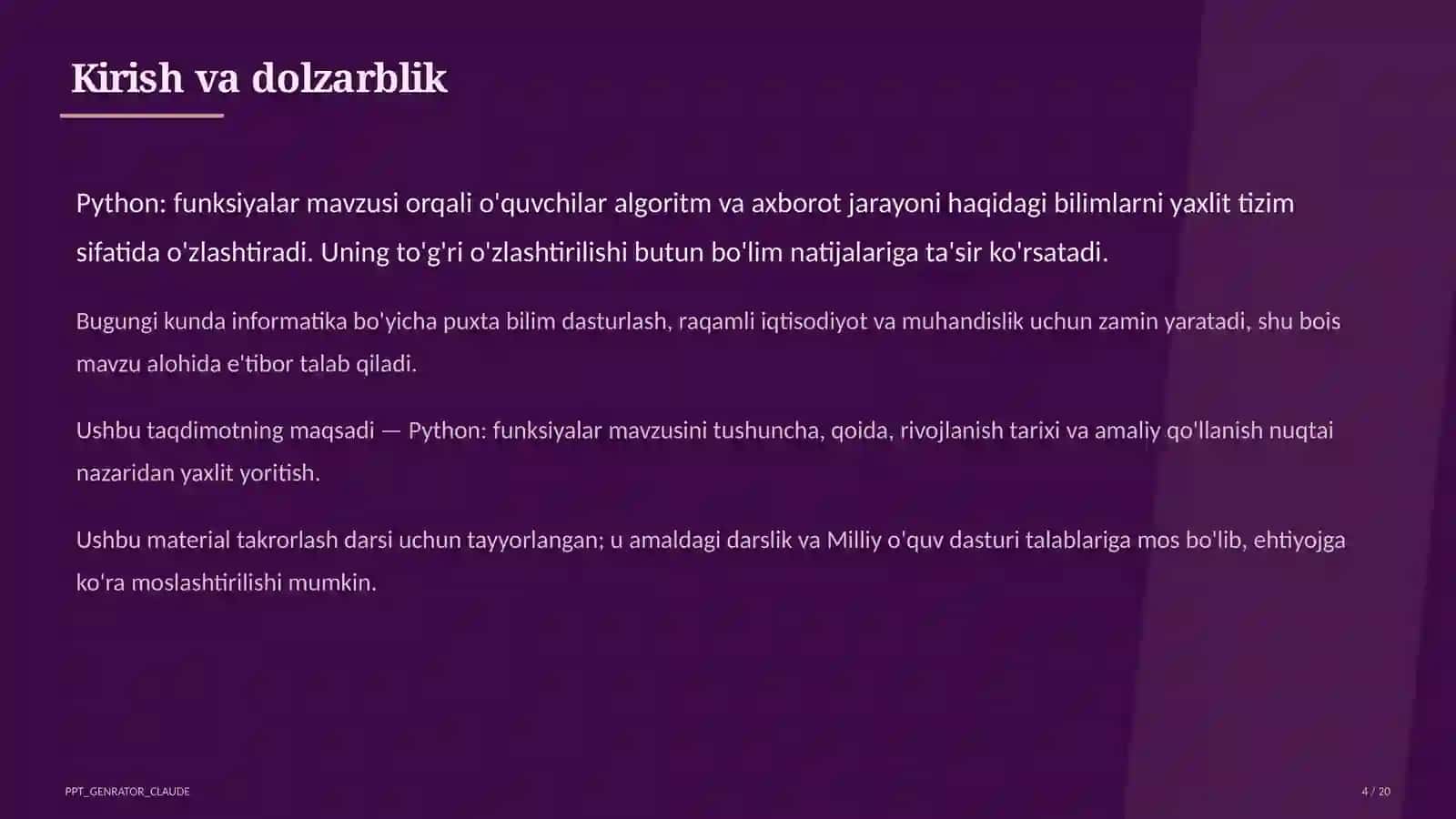 Python: funksiyalar (9-sinf) 4