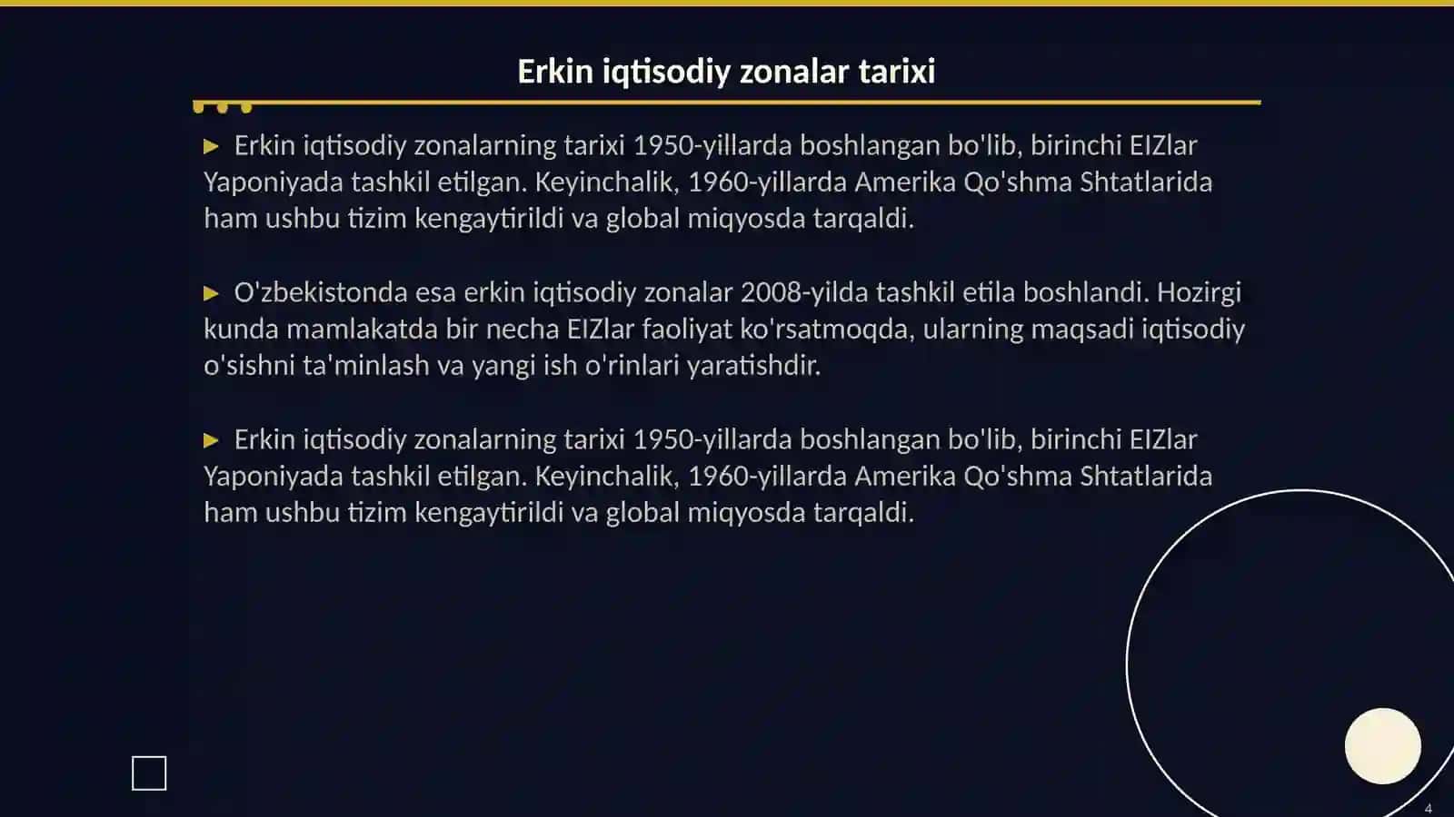 Erkin iqtisodiy zonalar ularning shakllantirish mexanizmlarini o'rganish 4