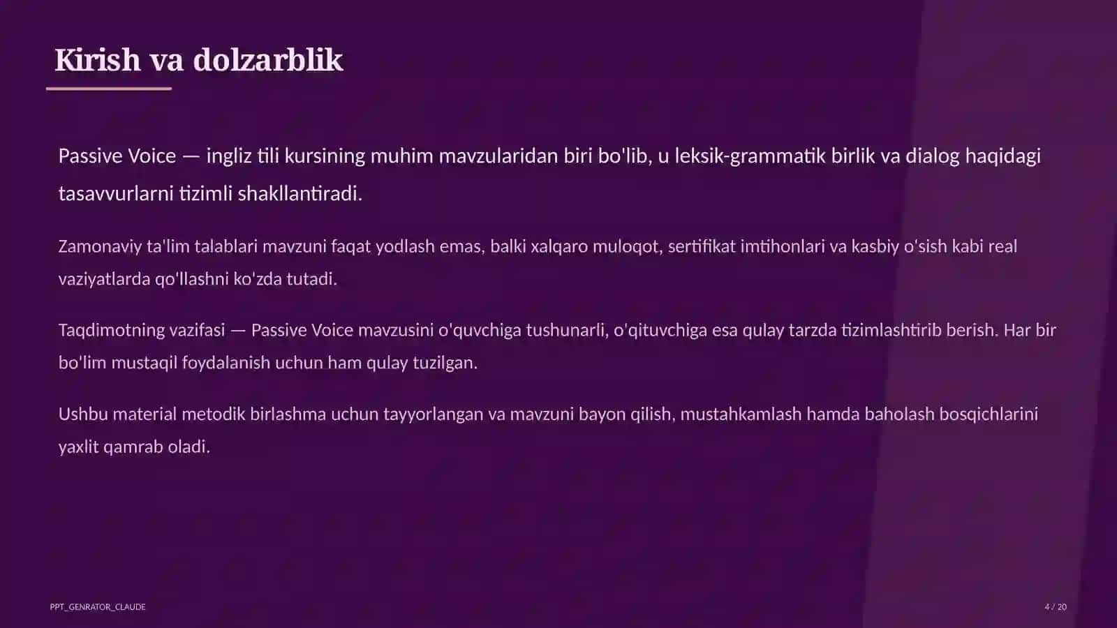 Passive Voice (9-sinf) 4