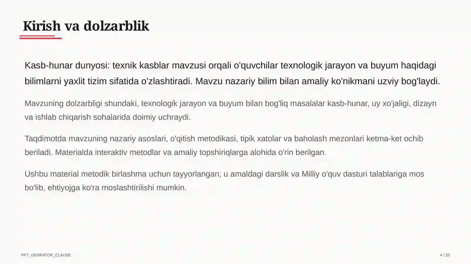 Kasb-hunar dunyosi: texnik kasblar (9-sinf) 4