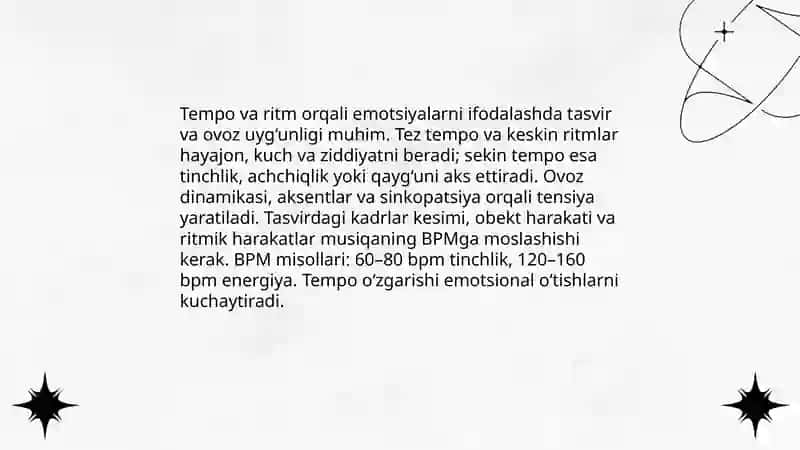 TEMPO-RITIM TASVIR VA OVOZ MUVOFIQLIGI DIYORBEK SHOYMURODOV 4