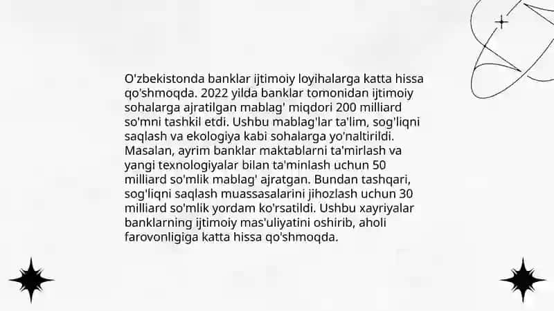 Tijorat banklarining ijtimoiy-iqtisodiy rivojlanishidagi oʻrni 4