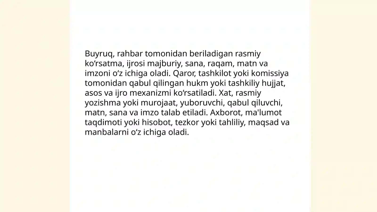 Ma'muriy hujjat shakli va mazmuni 4