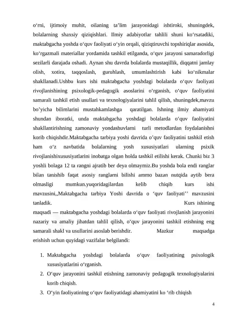 Kurs ishining dolzarbligi.Maktabgacha ta’lim 4