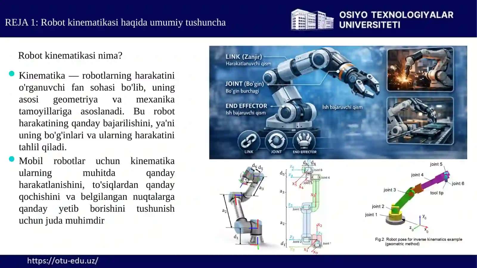 ROBOT KNEMATIKASIGA KIRISH. ROBOTOTEXNIKA 4