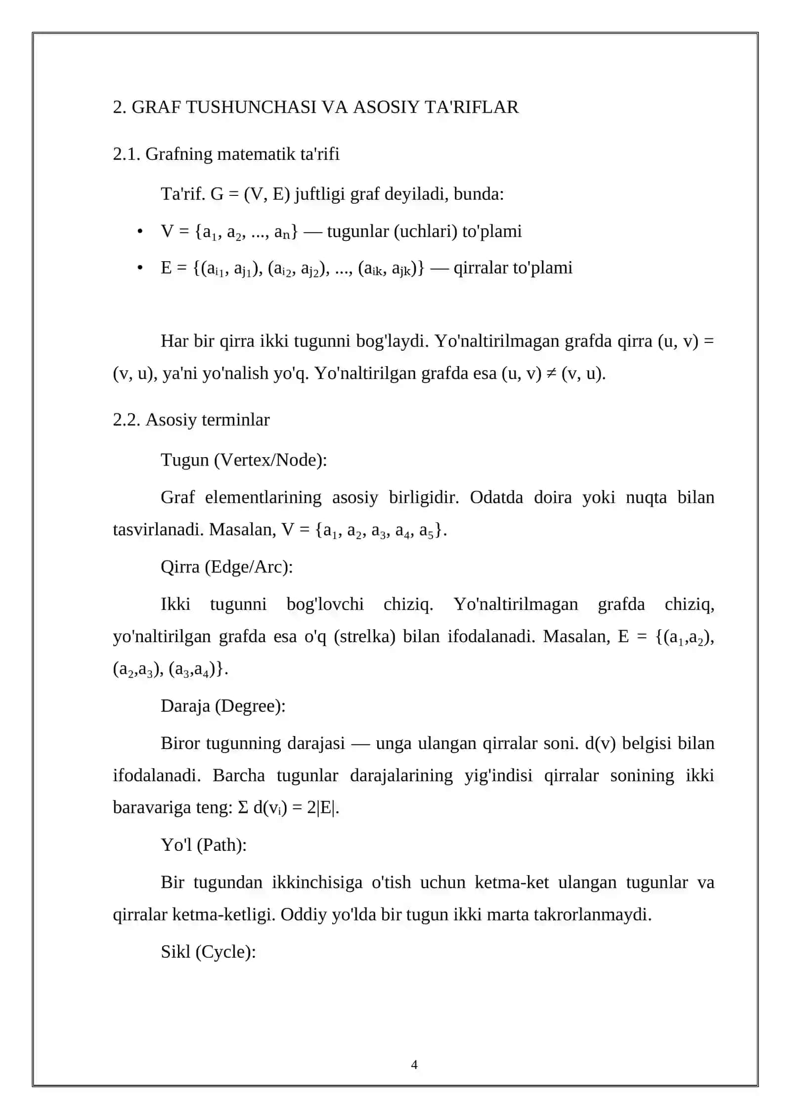 DESKIRIT  Fanidan Graflar ustida amallar 4