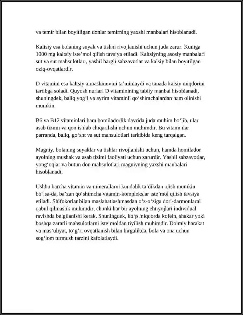 Homiladorlik davridagi oziqlanish va vitamin-komplekslar 4