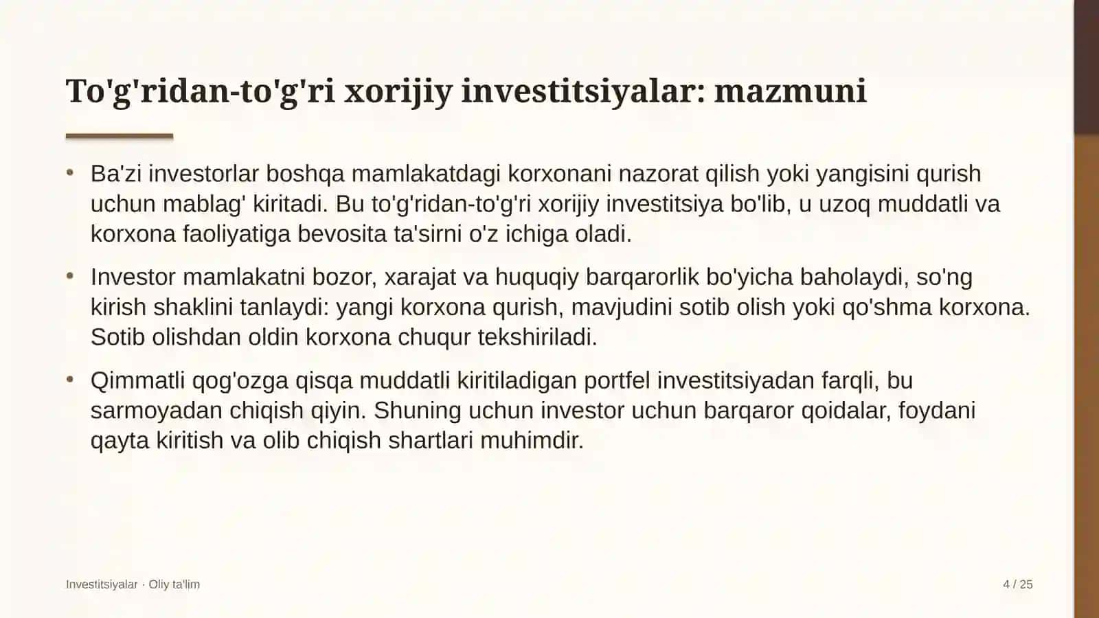 Beton zavodlarida to'g'ridan-to'g'ri xorijiy investitsiyalar 4