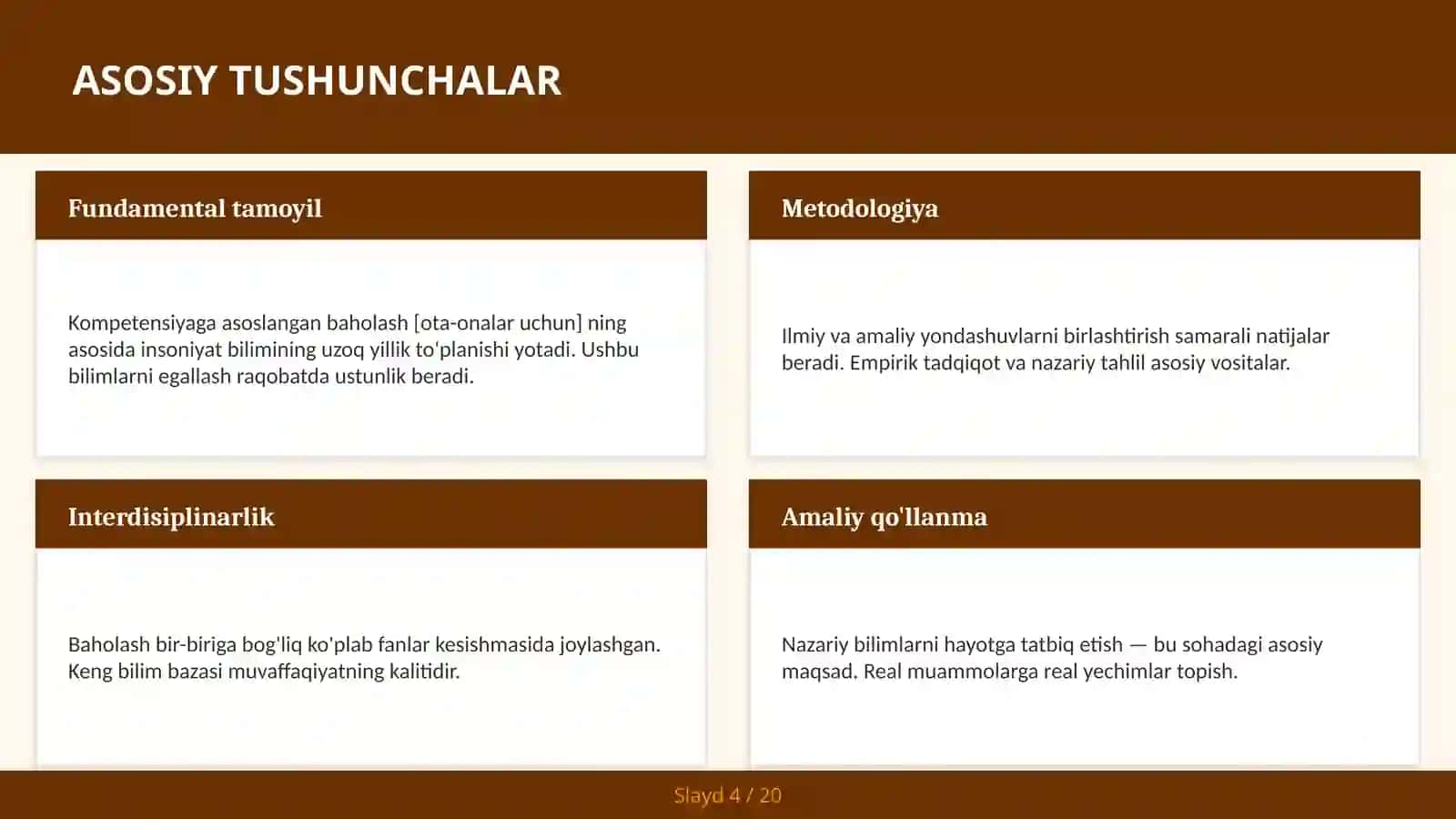 Kompetensiyaga asoslangan baholash [ota-onalar uchun] 4