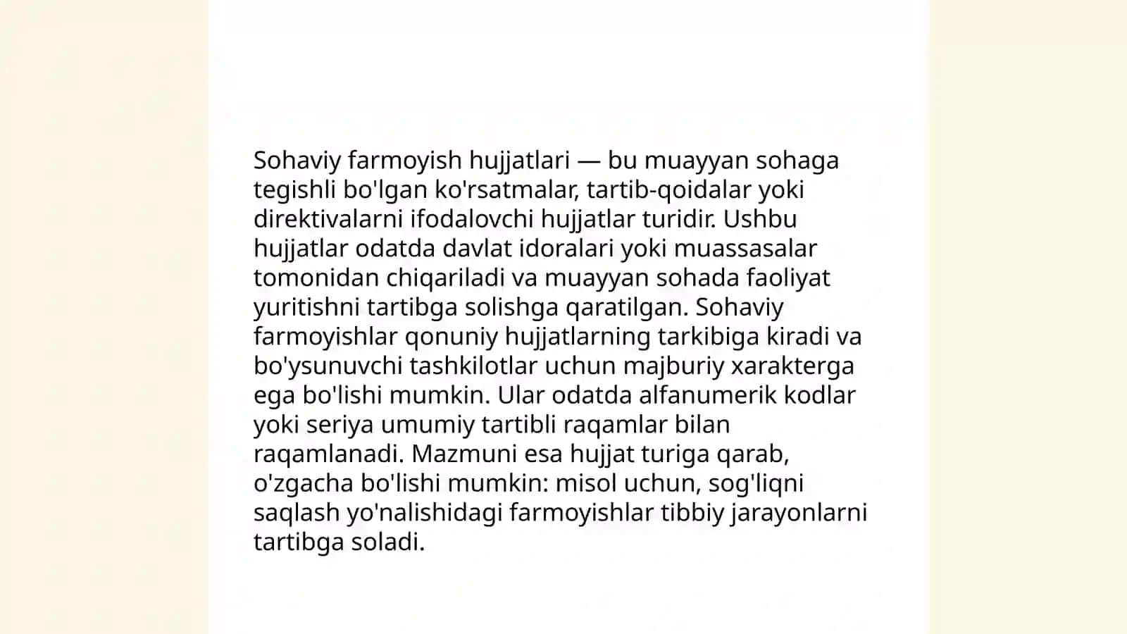 Sohaviy farmoyish hujjatlarning xususiyatlari 4