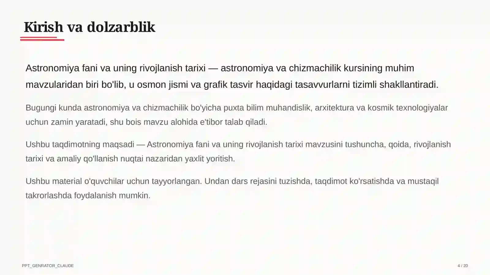 Astronomiya fani va uning rivojlanish tarixi (10-sinf) 4