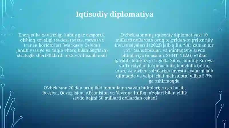 Mavzu: O'zbekistonning xalqaro tashkilotlar bilan hamkorlik aloqalari 4