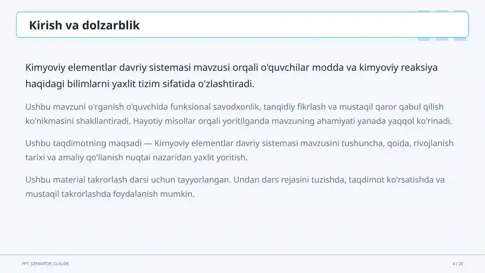 Kimyoviy elementlar davriy sistemasi (8-sinf) 4