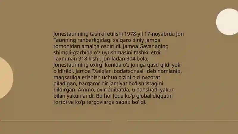 Jonestaun sekta tarixi 4