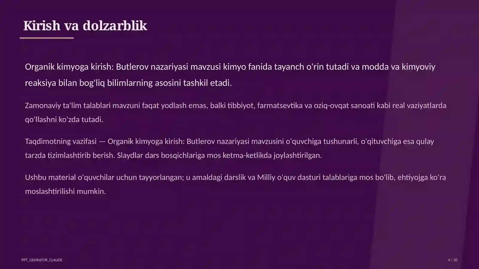 Organik kimyoga kirish: Butlerov nazariyasi (10-sinf) 4