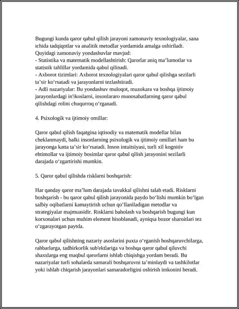 BOSHQARUV QARORLARI QABUL QILISH ASOSLARI 4