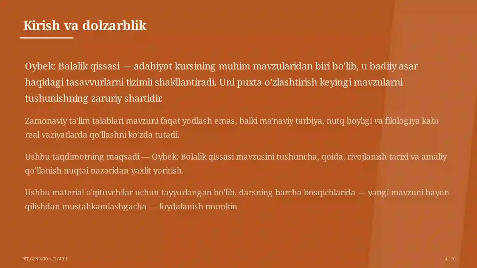 Oybek: Bolalik qissasi (6-sinf) 4