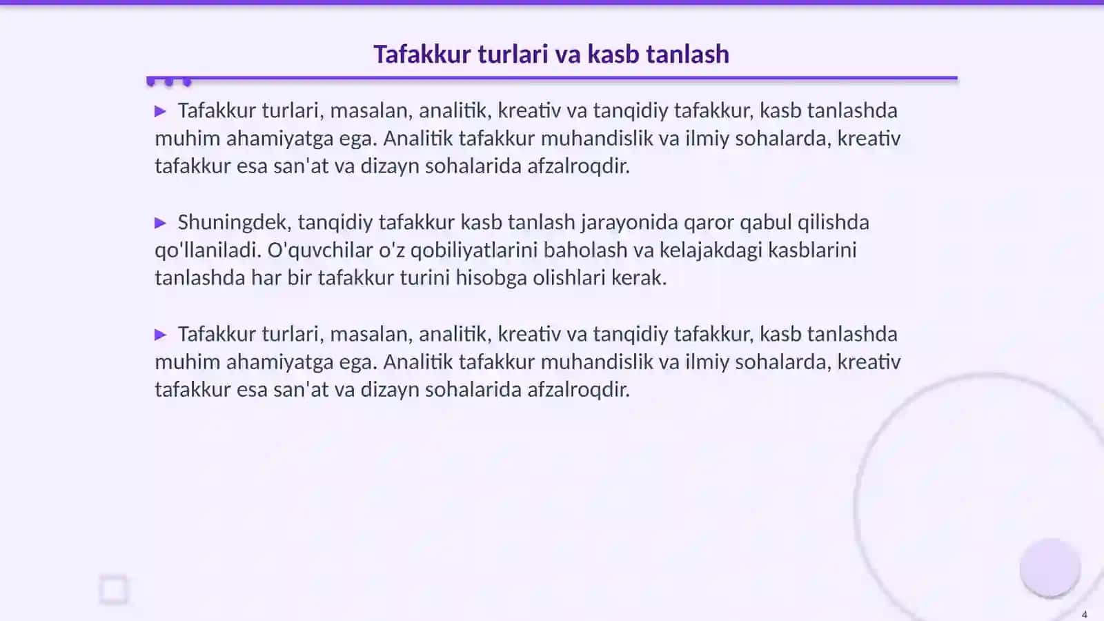 Kasb turlarida tafakkurni namoyon boʻlishi 4