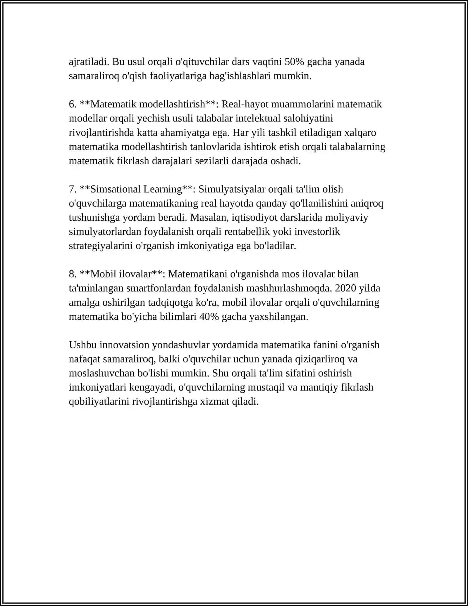 1-SINF MATEMATIKA DARSLARINI TASHKIL ETISHDA ÖQITISH METODLARIDAN FOYDALANISH YÕLLARI 4