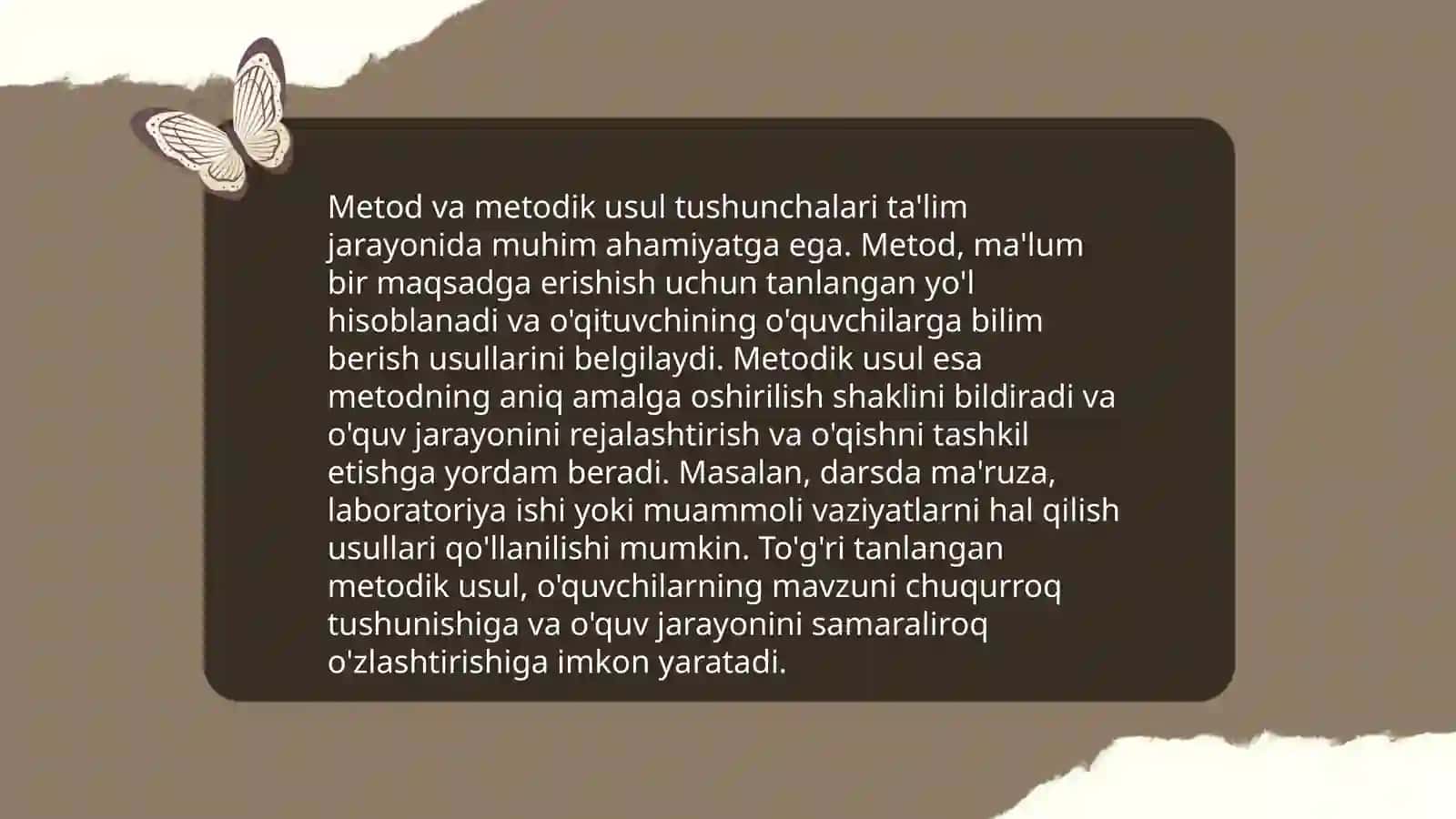 Oʻqitish nazariyasida metod va metodik usul tushunchasi va uning jismoniy tarbiya va sport faoliyatiga doir mashqlarni bajarishdagi ahamiyati 4