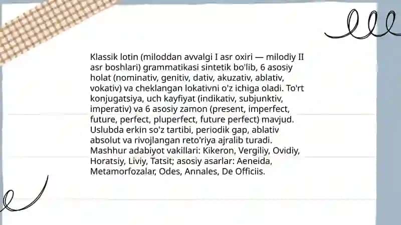 Lotin tili tarixi.Zamonaviy tillarda lotinshunoslik 4