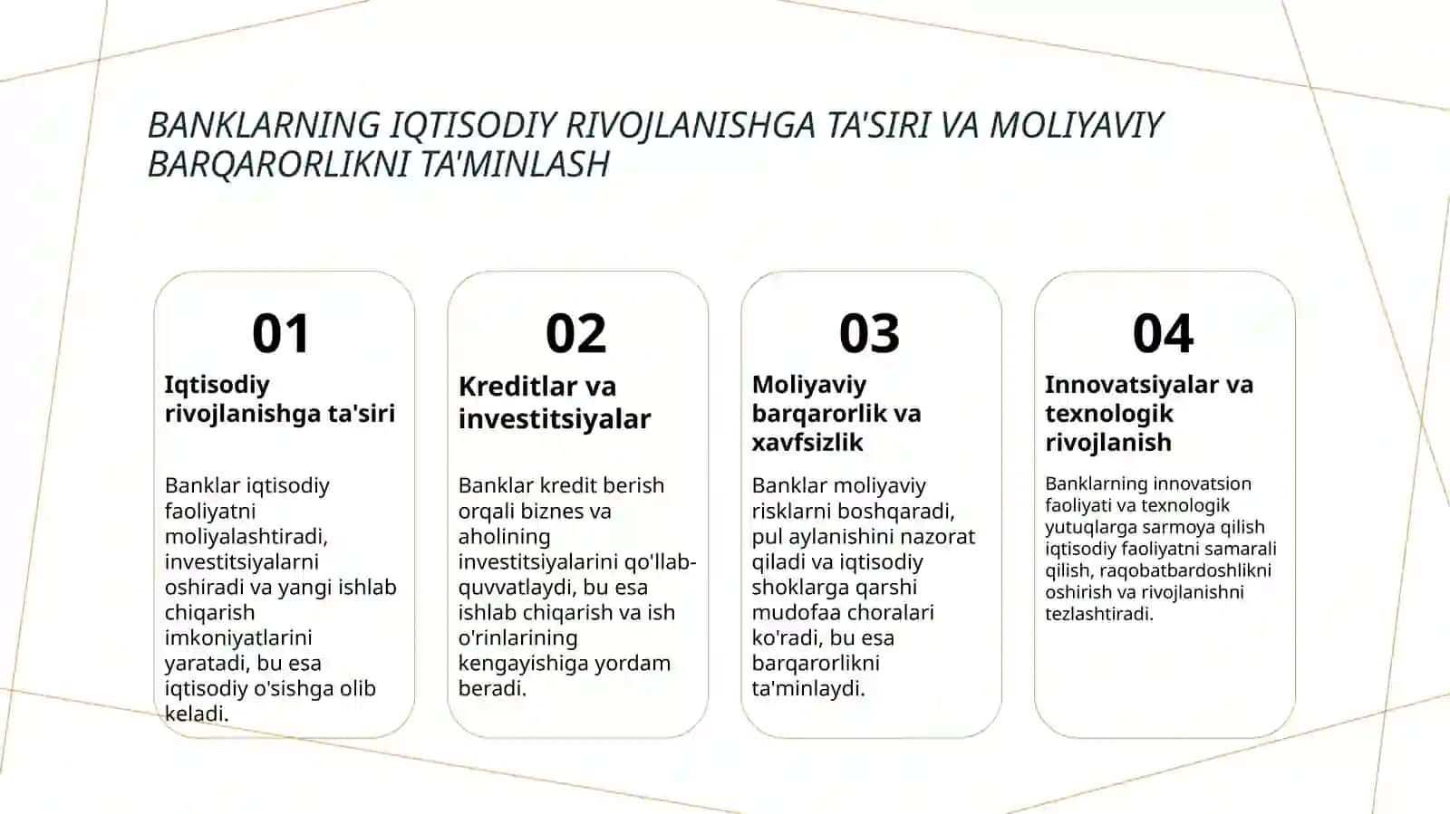 Pul Kredit Tizimi: Banklar Va Ular Iqtisodiyotdagi Giorni 4