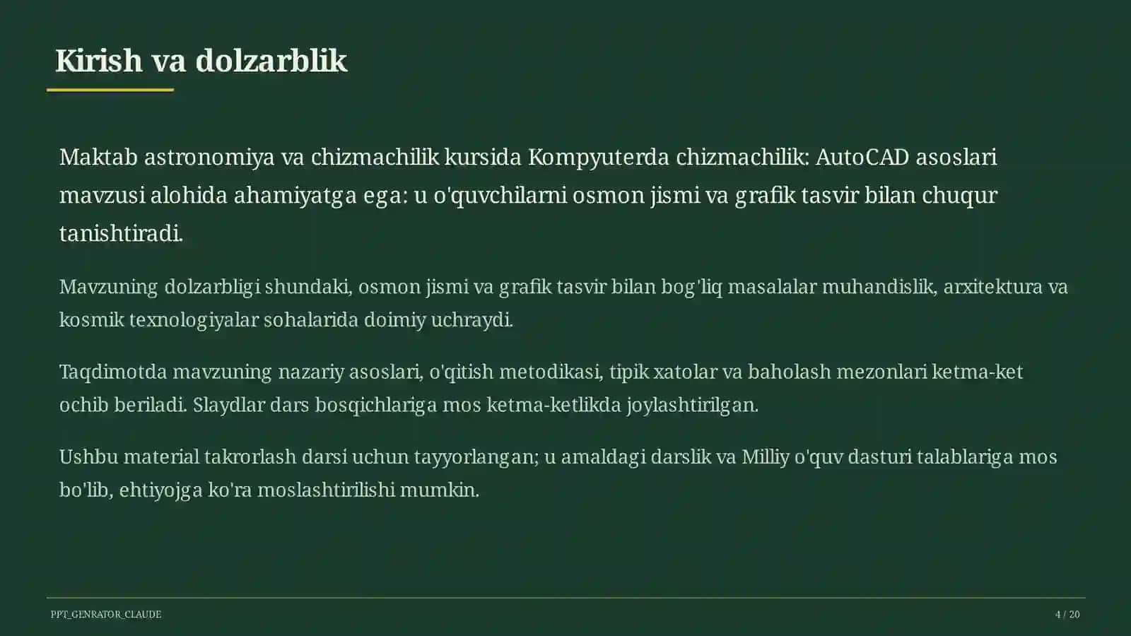 Kompyuterda chizmachilik: AutoCAD asoslari (9-sinf) 4