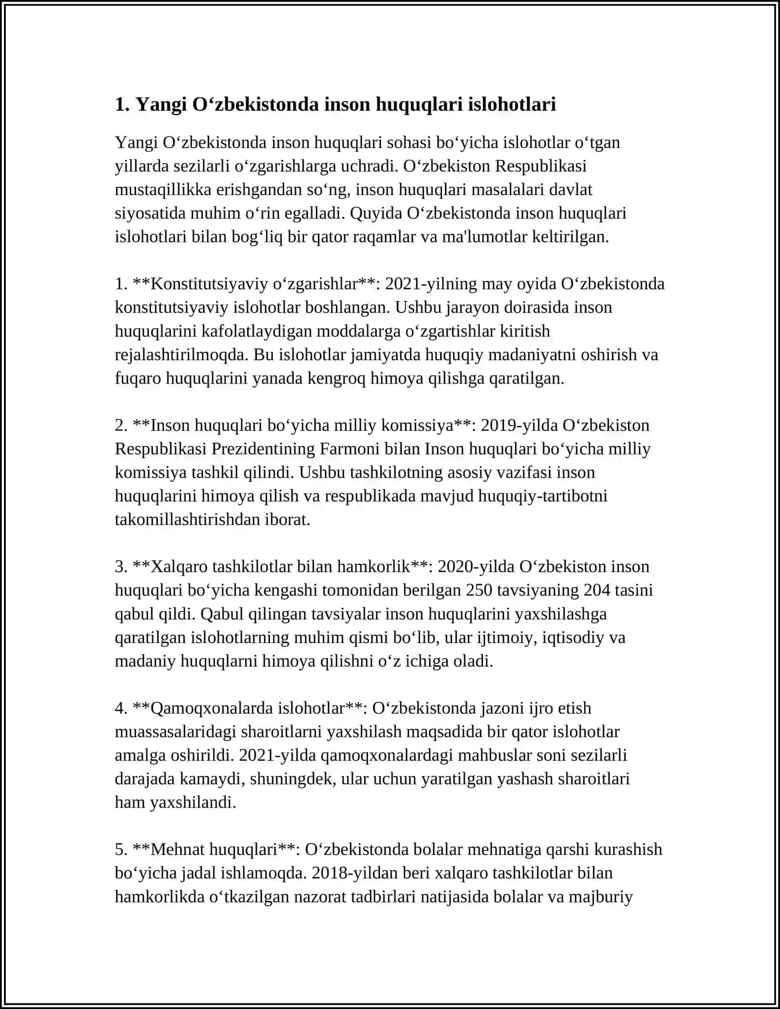 YANGI OʻZBEKISTONDA INSON HUQUQLARI VA ERKINLIKLARI KAFOLATLARI 4