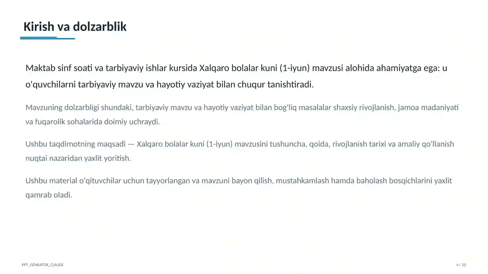 Sinf soati va tarbiyaviy tadbirlar 4