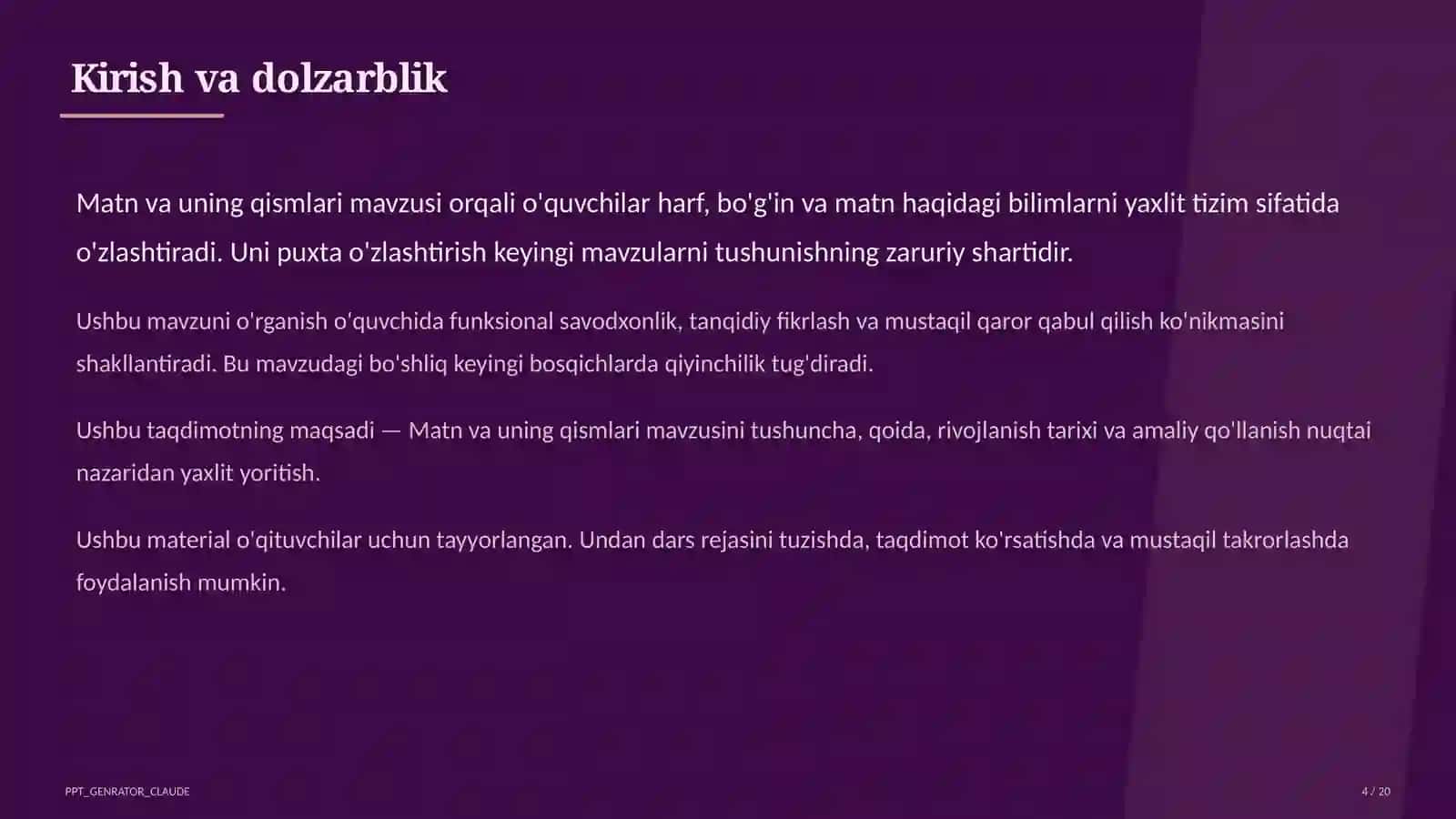 Matn va uning qismlari (3-sinf) 4