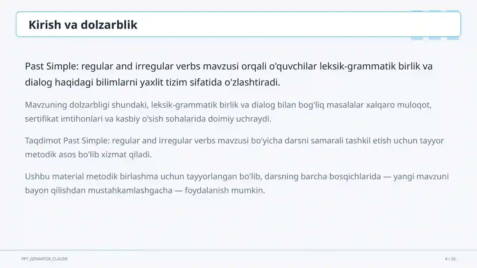 Past Simple: regular and irregular verbs (6-sinf) 4