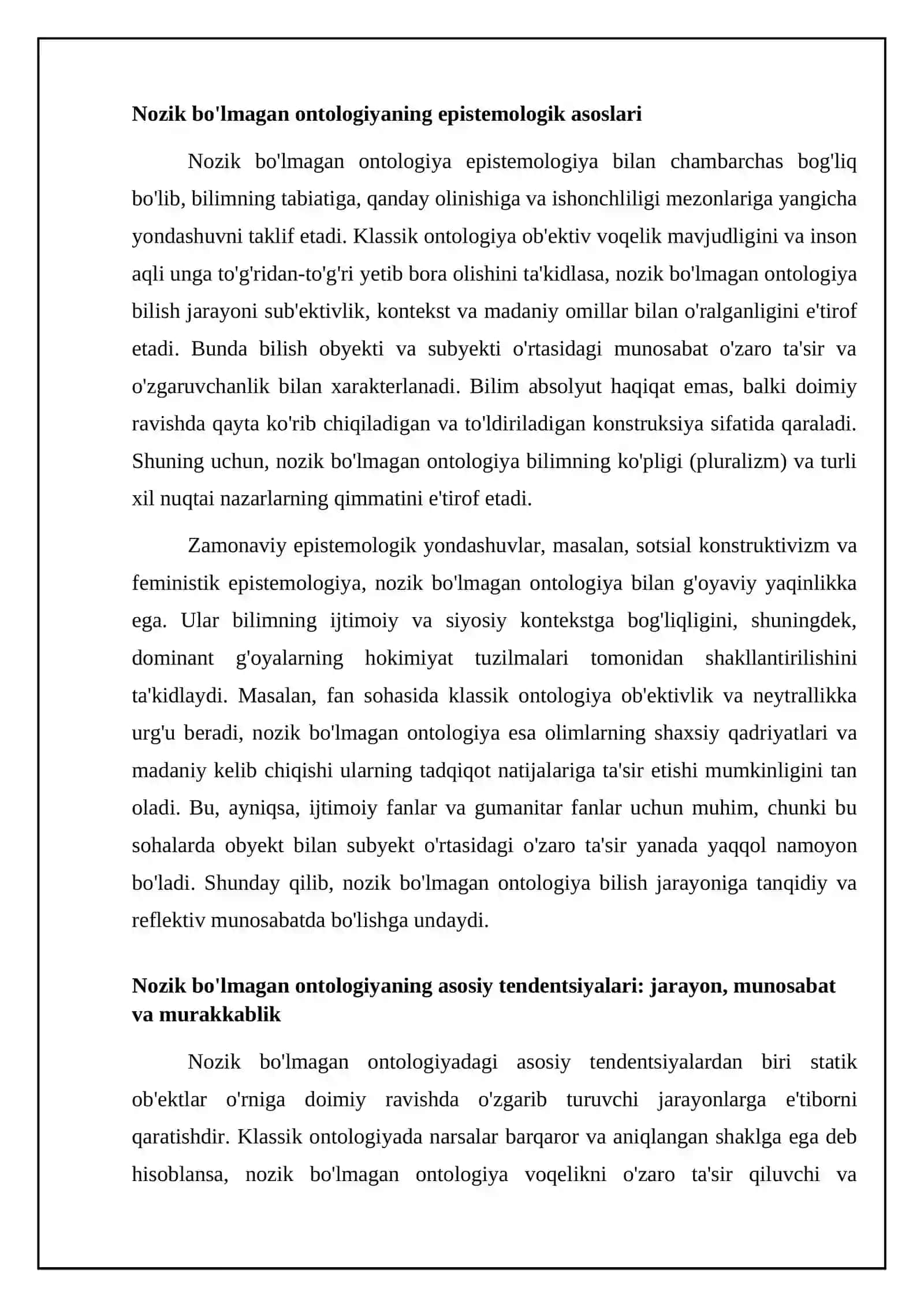 Mavzu: Noklassik ontologiyaning yo‘nalishlari va mohiyati 4