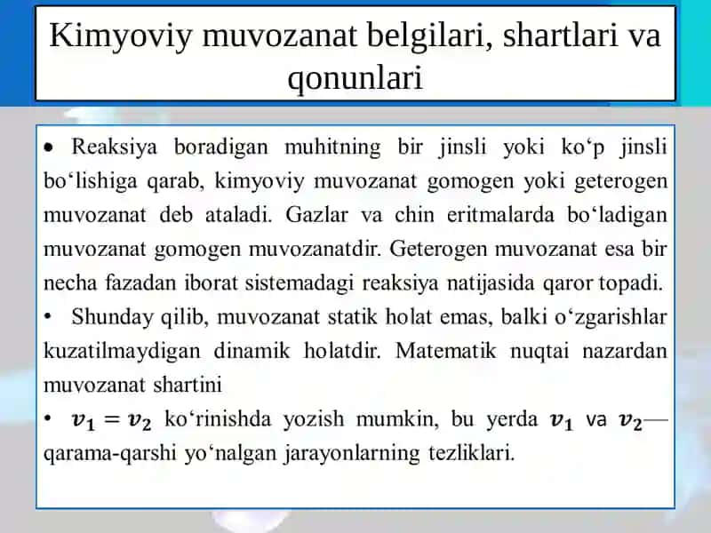 Muvozanat konstantasini hisoblash usullari 4