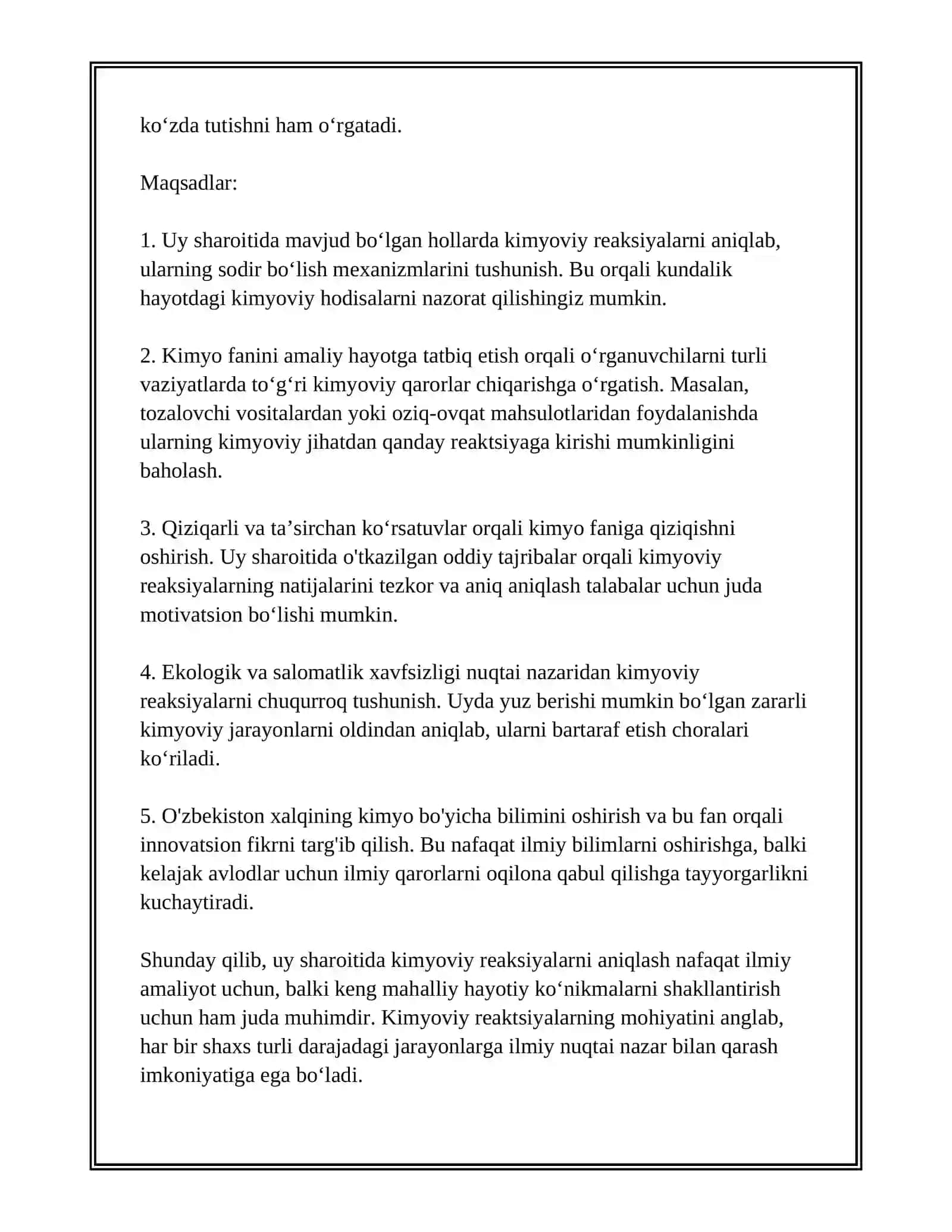 UY SHAROITIDA KIMYOVIY REAKSIYALARNI ANIQLASH 4