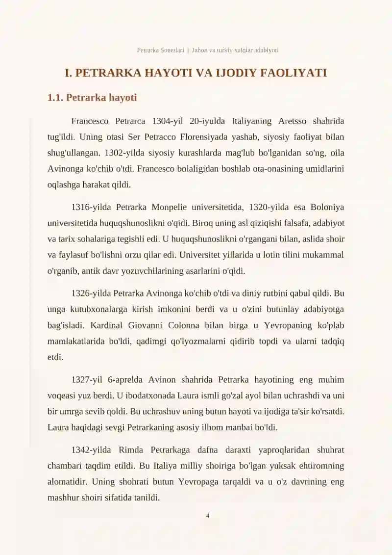 PETRARKA SONETLARI 4
